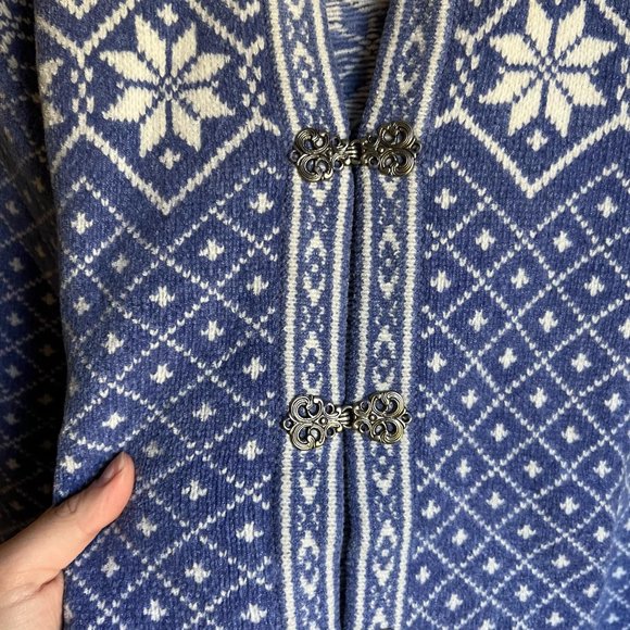 Croft & Barrow Wool Blue and Cream Winter Cardigan Size XL - Picture 4 of 5